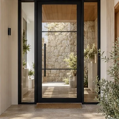 Entry Doors — Glazed feature; representative concept