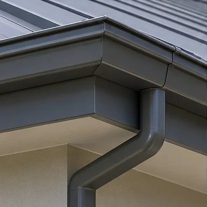 Fascia and Gutters — Matched roof colour; representative concept