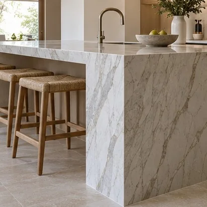Kitchen Islands — Waterfall ends; representative concept