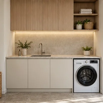 Laundry Cabinetry — Base and overheads; representative concept