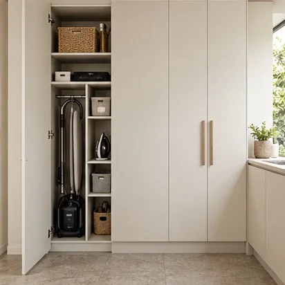 Laundry Cabinetry — Full-height storage; representative concept