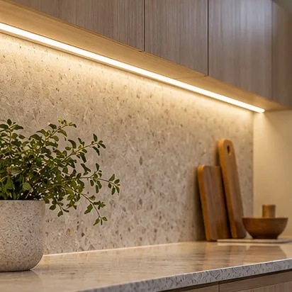 LED Strip Lighting — Under cabinetry; representative concept
