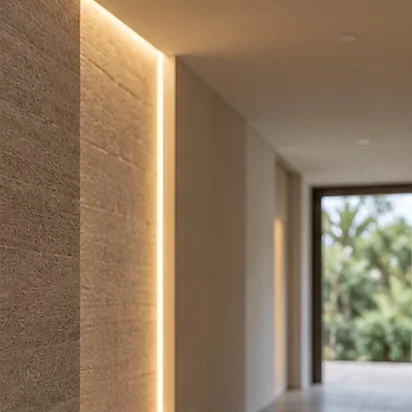 LED Strip Lighting — Recessed feature; representative concept