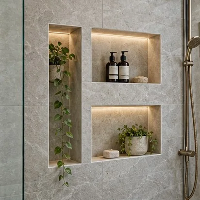 Shower Niches — Custom layout; representative concept