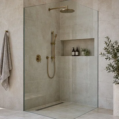 Shower Screens — Frameless; representative concept