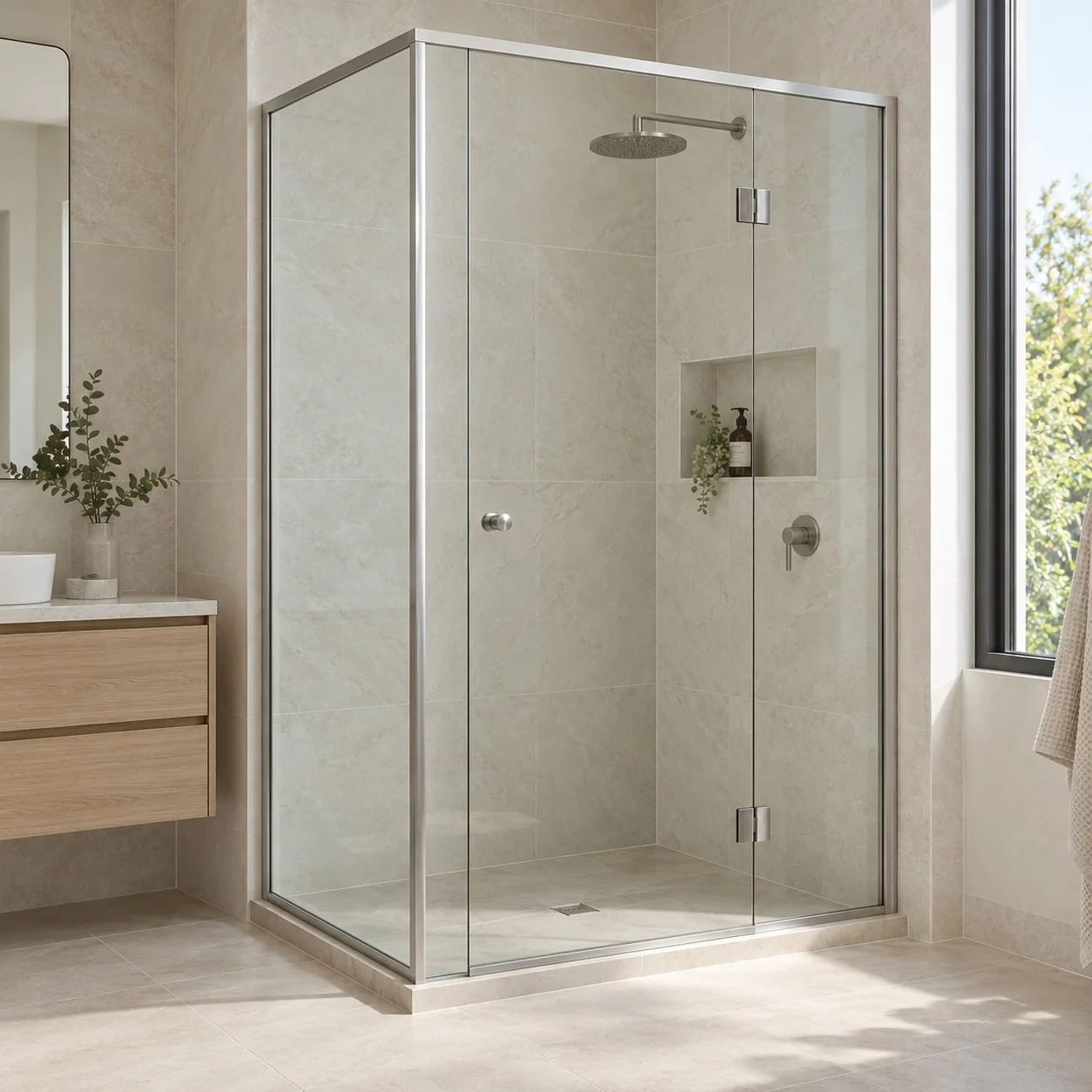 Shower Screens — Semi-frameless; representative concept